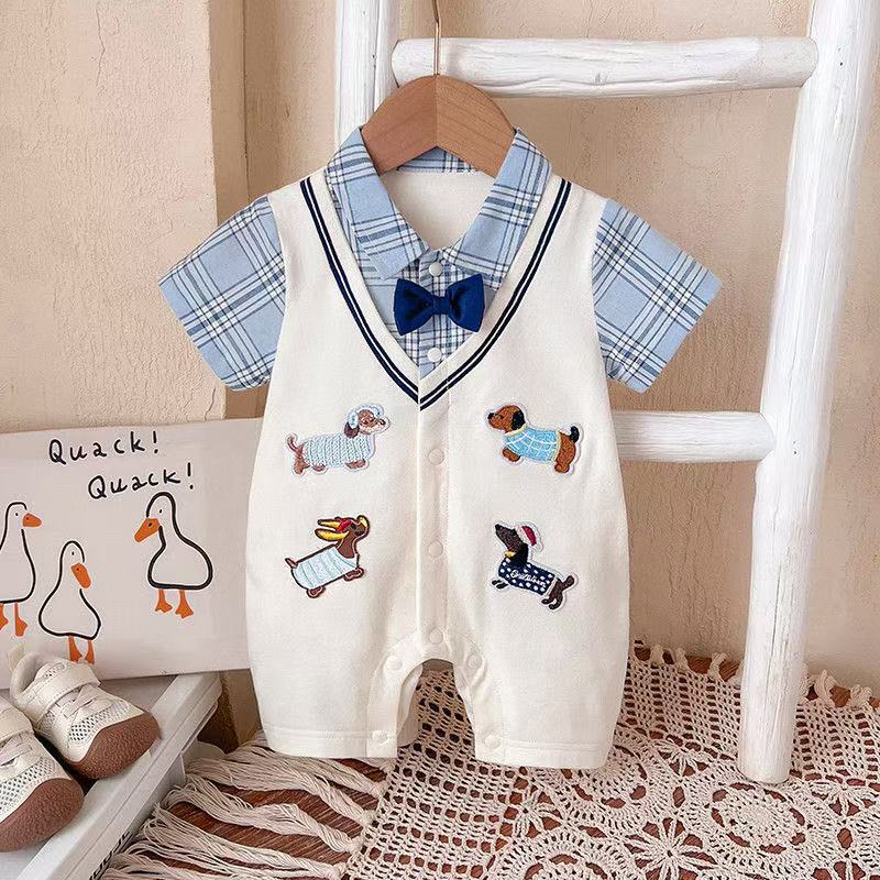 Super cute dopamine outfit baby summer clothes thin baby boy onesie summer clothes outing clothes rompers