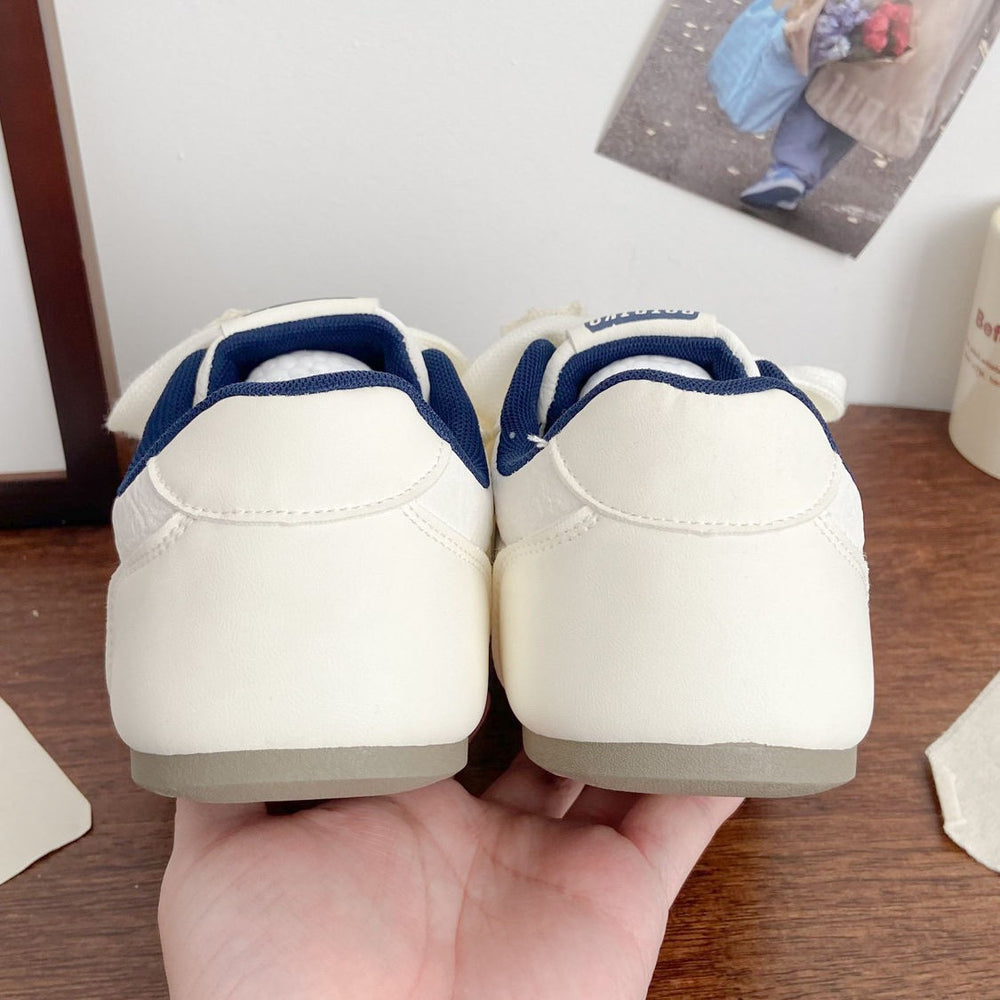 Versatile round-toe student sneakers, sweet style flat shoes, 2026 spring new collection, collegiate style color block german army trainers