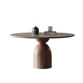 Foshan slate dining table round external turntable retrofor home dining table italian modern casualclassy solid wood round table