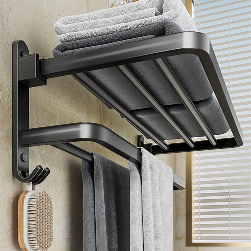 Towel rack punch-free space aluminum bathroom storage rack wall-mounted toilet foldablethickened bath towel rack suit