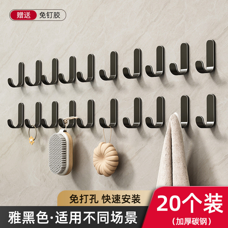 Hook adhesive punch-free kitchen wall hanging gun gray adhesive hook wall sticker wall load-bearing kitchen bathroom door back hook