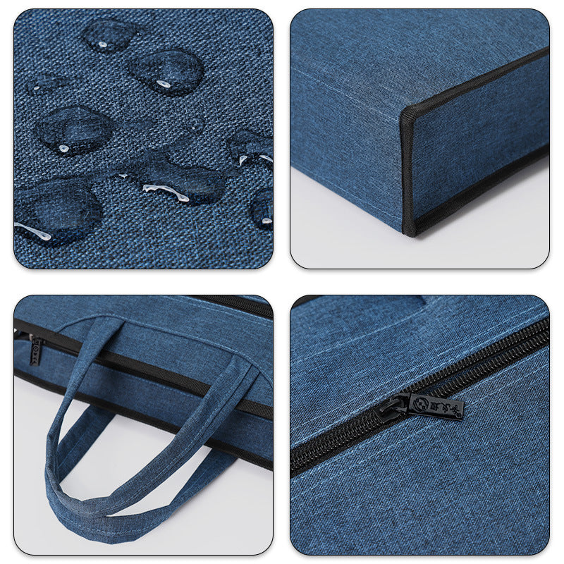 Large capacity office briefcase file bag conference document bag double-layer zipper file folder business bag with printing
