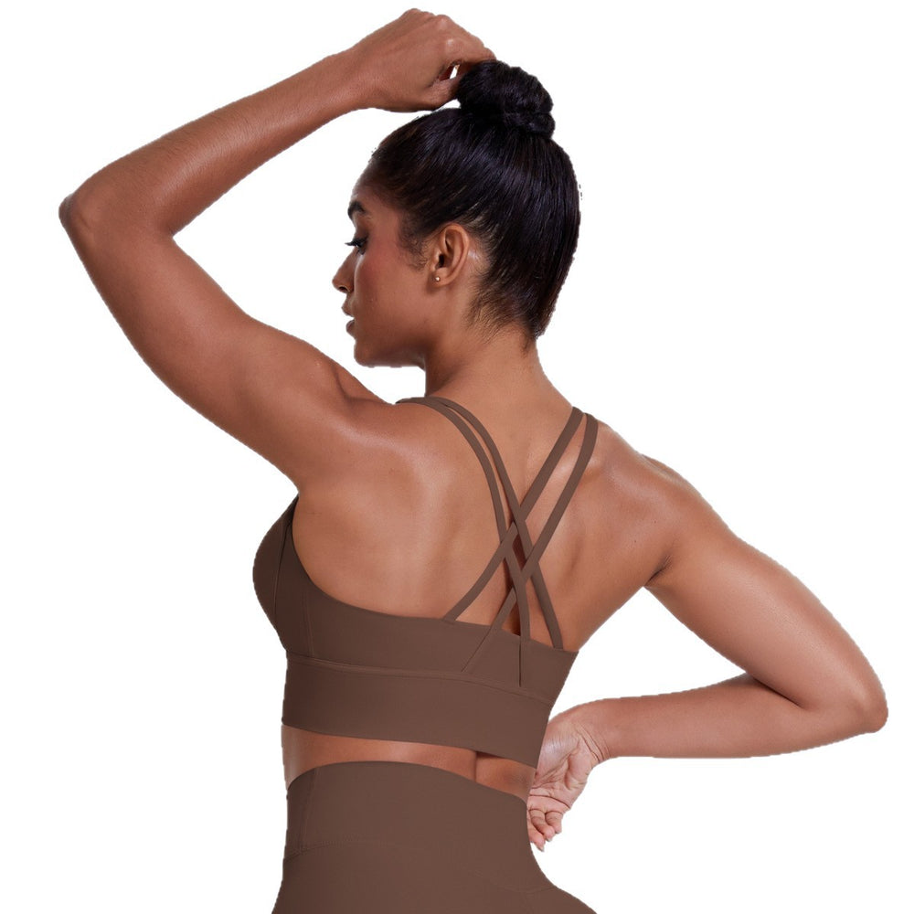 cloud-feeling brushed cross-back sports bra casual running bubble wrap fitness vest yoga clothes for women