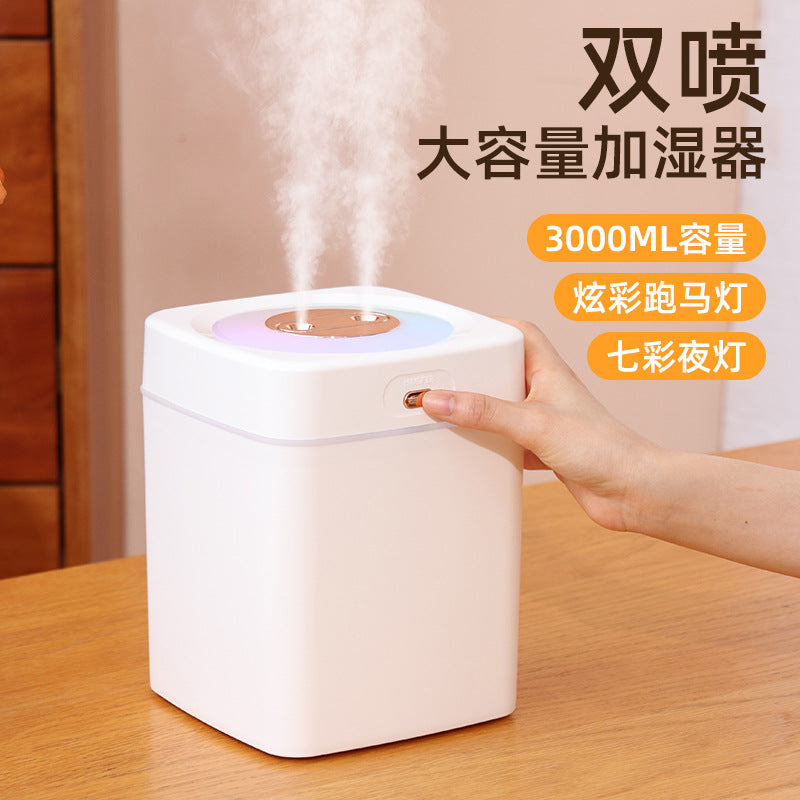 3l large-capacity humidifier double spray hydration for home large fog volume aromatherapy silent humidification handy gadget moisturizing spray