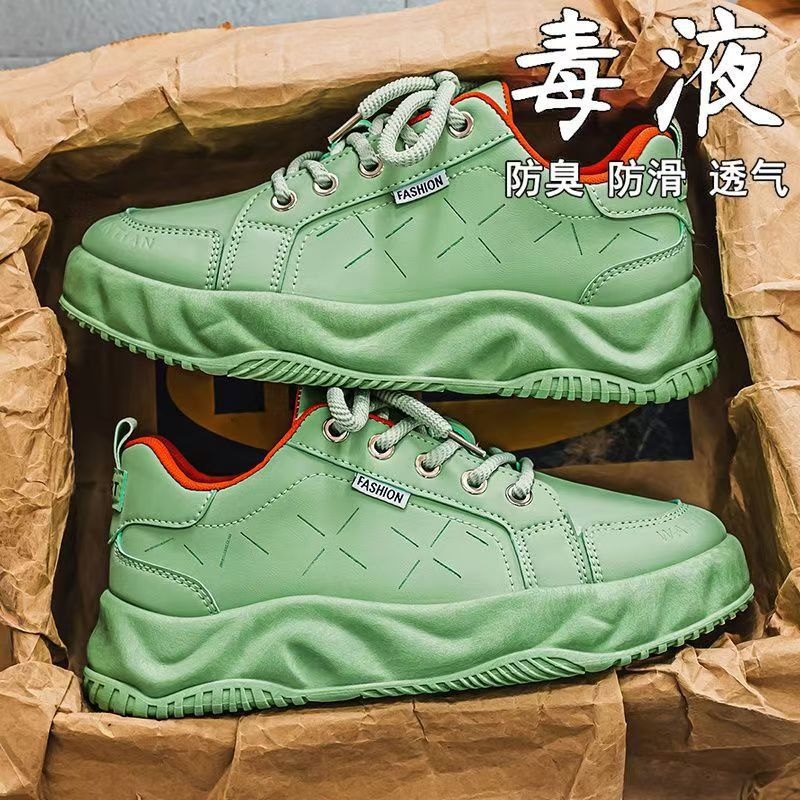 2025 new men's breathable versatile bestselling athletic leather casual chunky sole height increasing anti-slip trendy shoes