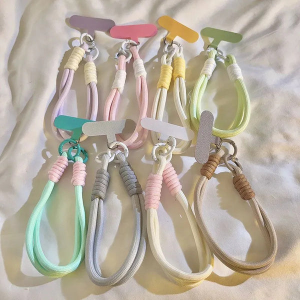 ins light-colored versatile short mobile phone case lanyard Macaron durable wrist strap with clip women's anti-lost hand strap