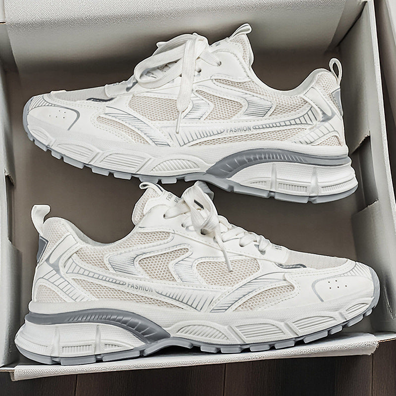 Men's shoes 2026 new summer breathable mesh casual sneakers men's versatile chunky sole trendy shoes height increasing dad shoes