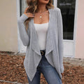Fashion cross-border 2025temu popular autumn and winter pure color ribbed knitted cardigan open placket long-sleeved casual women's clothing