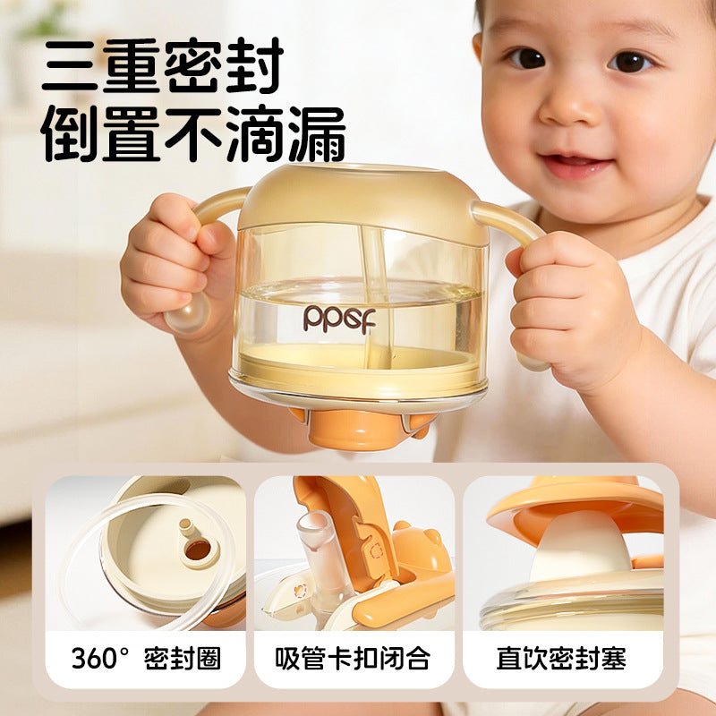 Flip-top kids' water bottle, ppsu milk cup, drop-proof infant straw cup, baby home drinking cup, learning cup
