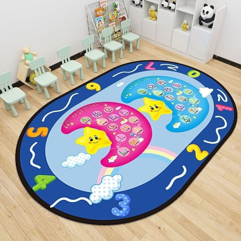 Baby crawling mat, cooling pad, classroom reading area, educational play mat, nursery kids alphabet crystal velvet rug