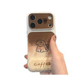 Suitable for iphone18/16 gradient brown bottom mobile phone case apple 17promax coffee cat and dog line protective cover