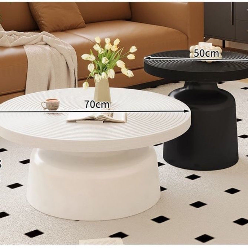 Wabi-sabi style coffee table, vintage-inspired living room coffee table, french retro designer piece, same style as seen in homes, small apartment round table