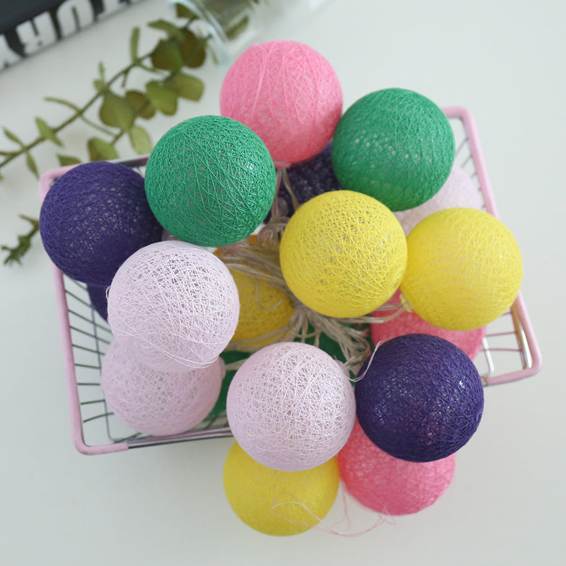 Cotton thread ball lamp Christmas decoration led small lantern string room bedroom wedding arrangement battery box lantern string