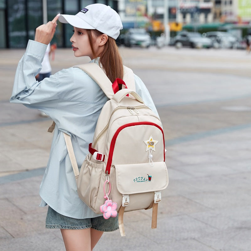 New student schoolbag grades 3-9 large-capacity backpack women's high-value fashion simple junior high school backpack