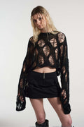 spring/summer new arrivals: european and american style women's fashion - sexy cutout top, trendy cropped knit sweater
