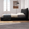 Italian light luxury genuine leather bed bedroom wedding bed designer style king size bed 1.8m trending black double bed