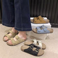 Birkenstock women's summer 2025 new thick sole birkenstock slippers outwear lazy one-line slippers soft bottom beach slippers