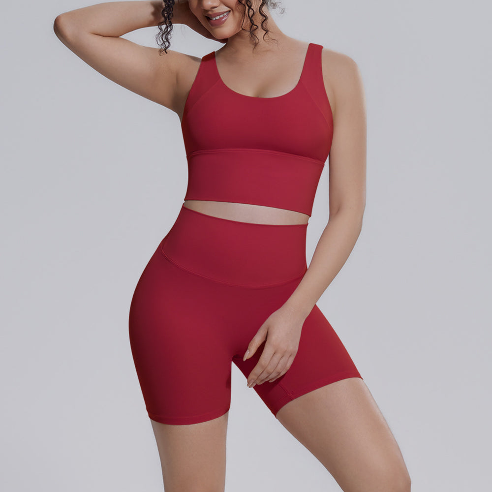 Sexy v-shaped back sports bra high waist hip lifting tight shorts suit quick-drying yoga clothes running fitness clothes