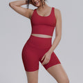 Sexy v-shaped back sports bra high waist hip lifting tight shorts suit quick-drying yoga clothes running fitness clothes