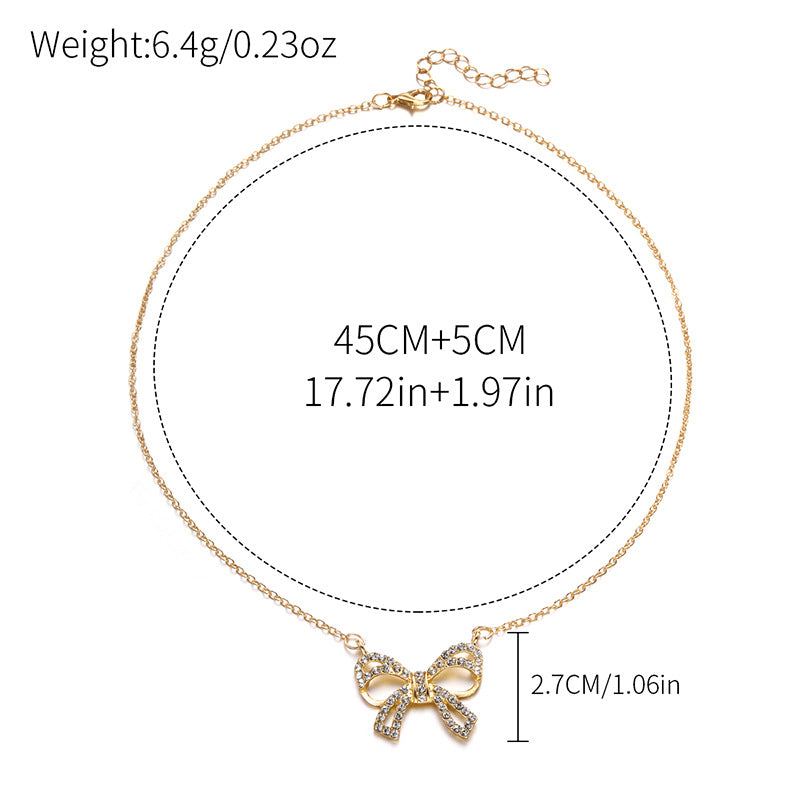 necklace wholesale new jewelry diamond-encrusted alloy pendant niche high-end accessible luxury bow necklace accessories
