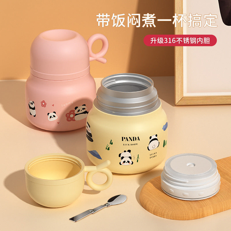New arrivalcute panda peripheral stew beaker student office worker portable stew kettle good-looking gift cup with spoon