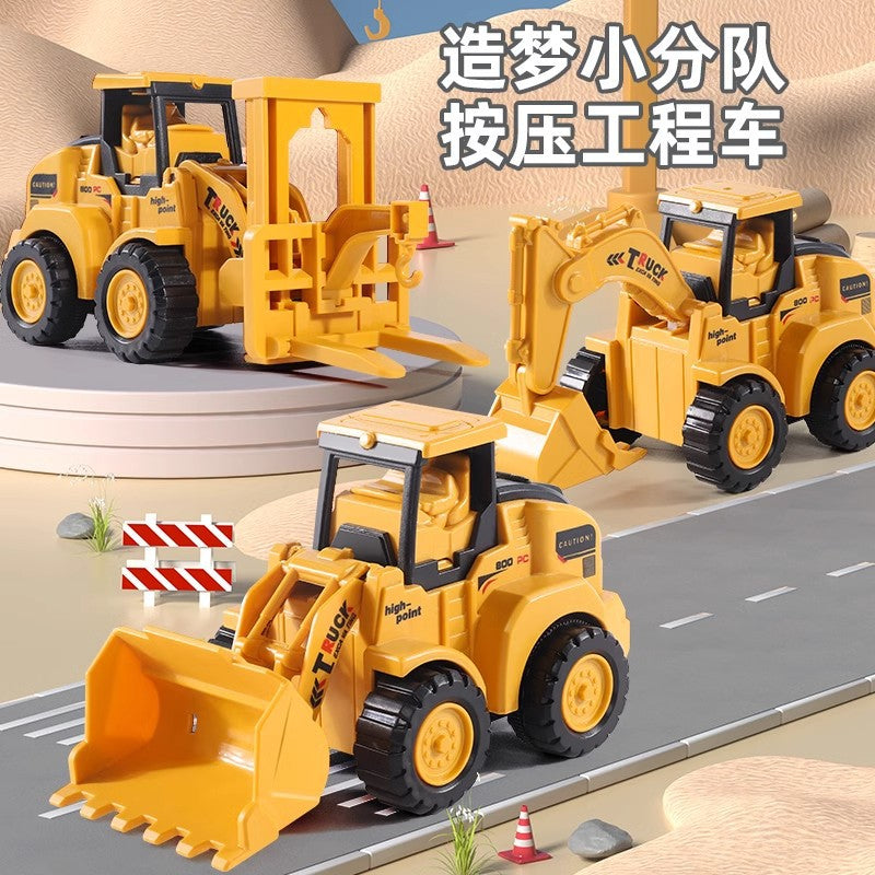 Toy car children's engineering vehicle press excavator inertia pull back car puzzle bulldozer press suit 1-6 years old