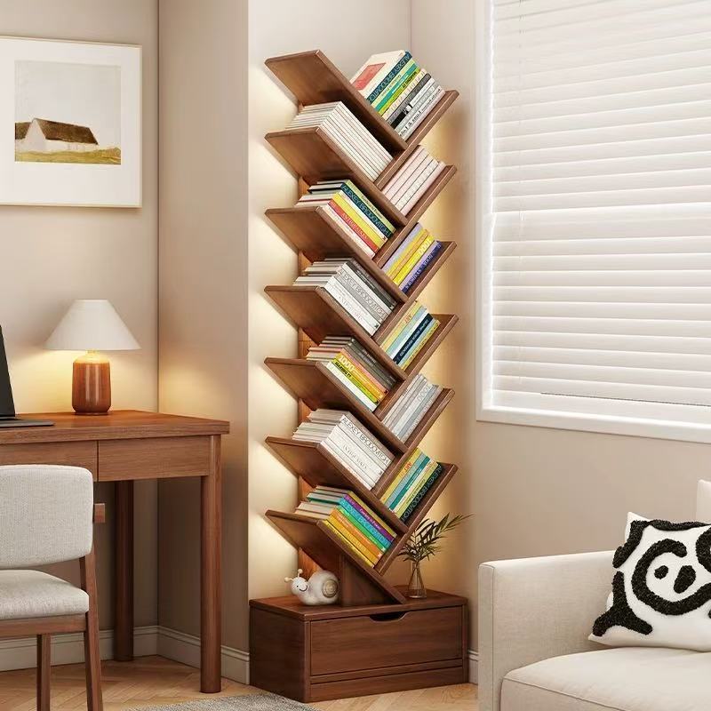 New tree-shaped bookshelf floor stand corner shelf creative kids' living room small bookcase