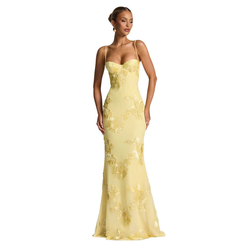 C7672 cross-border   fashion women's elegant sexy jacquard camisole party dress