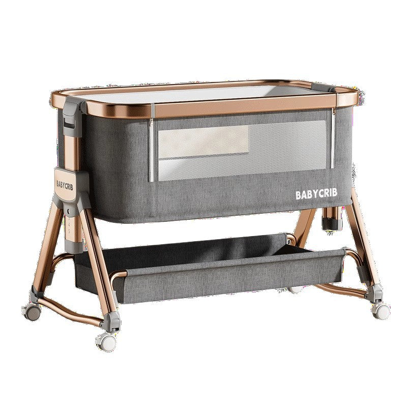 Aluminum alloy baby crib - portable, foldable, and convertible bassinet - multifunctional newborn bed - splice-together large bed