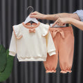 Spring & fallnew arrival infants and young children go out k-stylelong sleevestwo-piece set baby girl style flying sleeves casual elegant suit infant