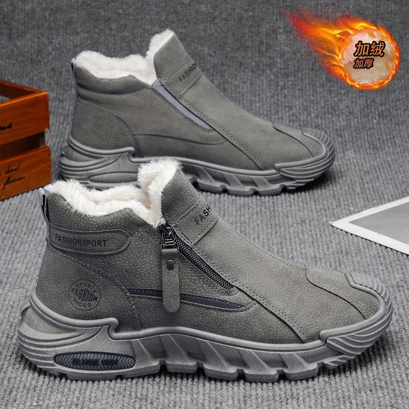2025 winter new arrival: thickened high-top work boots, snow boots, fleece-lined warm thick-soled non-slip slip-on versatile cotton shoes