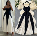 summerelegancesexy color matching suspender dress for women vacation style waist ruffles large swing dress long skirt