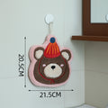 New arrival hanging thickened super absorbent cute cartoon hand towel coral velvet small square towel kitchen and bathroom dual use