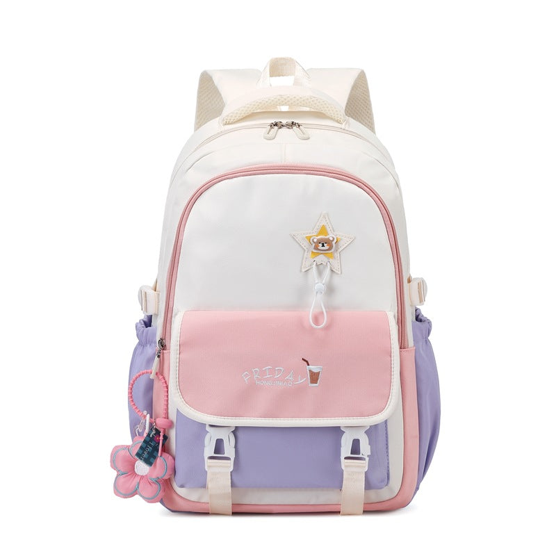 New student schoolbag grades 3-9 large-capacity backpack women's high-value fashion simple junior high school backpack