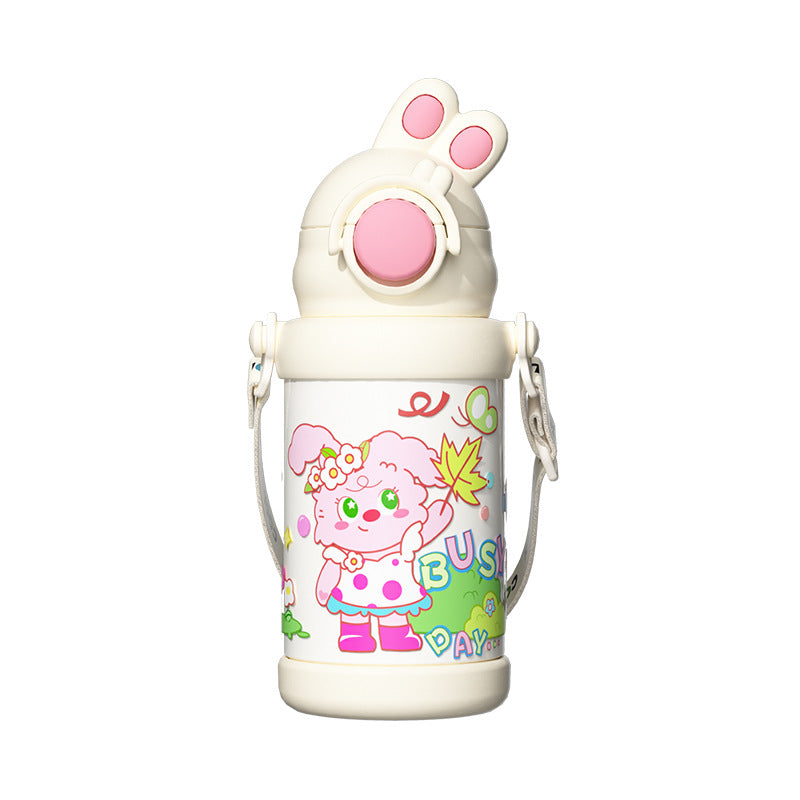 Kids' 316 stainless steel insulated tumbler - stylish straw cup, keeps drinks cold, portable & drop-proof, cartoon design for students