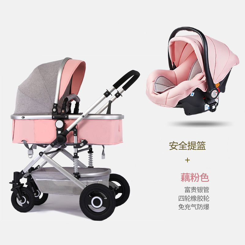 Baby stroller: lightweight, foldable, high-view, shock-absorbing, reversible, suitable for newborns and infants