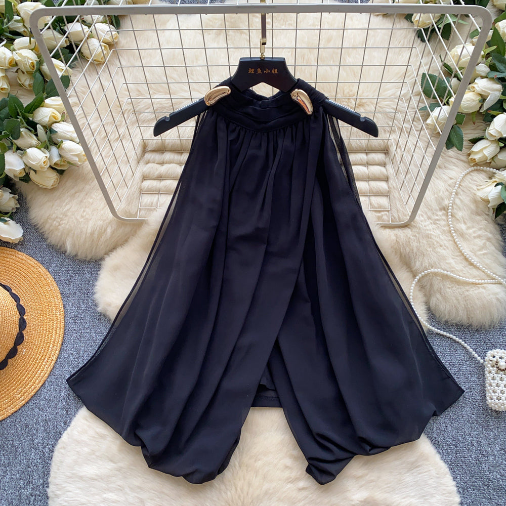 K-style vacation style silm halter camisole women's summerwork clothingpatchworkelegantslimming lookelegancetops