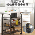 Movable kitchen storage rack drop-down floor for home multi-layer carbon steel storage rack trolley vegetable rack wholesale
