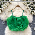 Niche style resort style organza stereo flower camisole women's summernew arrival chic chic easiest for match short tops
