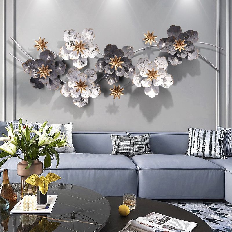 Iron chinoiserie living room wall hanging sofa wall decoration creative metal pendant wall decoration light luxury entrance background restaurant