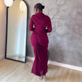 European and american cross-border women's spring  new arrival: elegant solid color, designer slim-fit pleated bodycon maxi dress