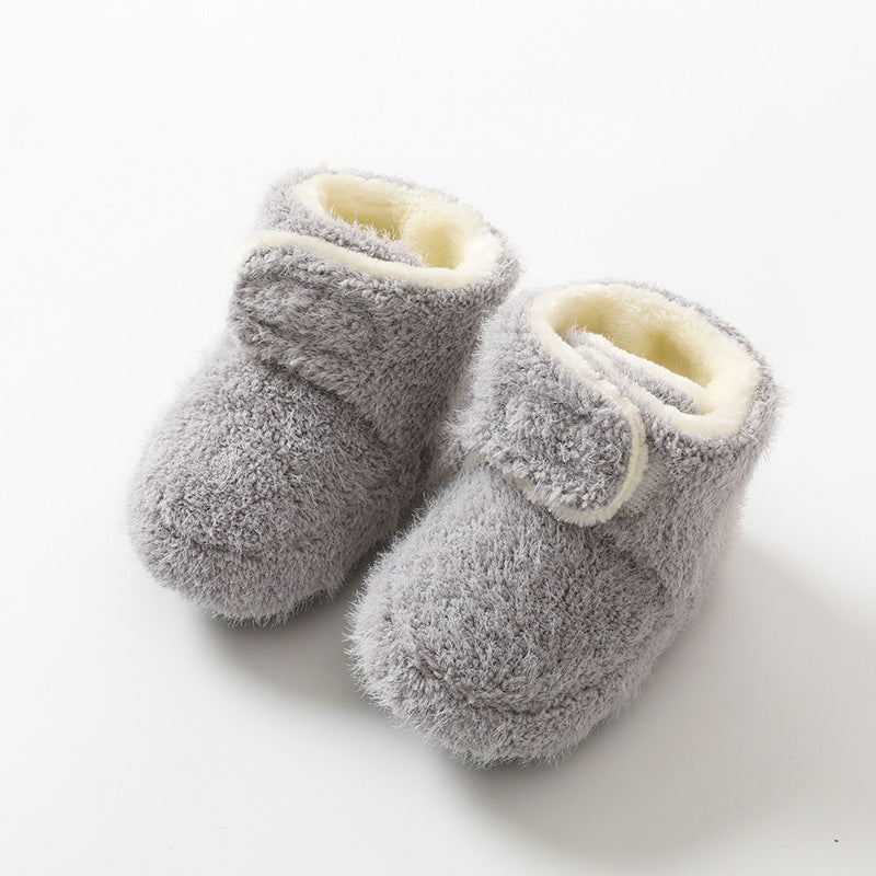 Babibele autumn/winter thickened warm baby socks & shoes - non-slip floor socks for infants & toddlers, soft sole shoes, solid color footwear