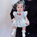 Summer lightweight sweet flutter sleeve romper dress baby princess dress newborn baby girl full month 100-day first birthday outfit