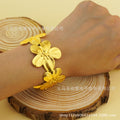 middle eastern women's gold flower bracelet cute summer cuff bangle everyday party jewelry