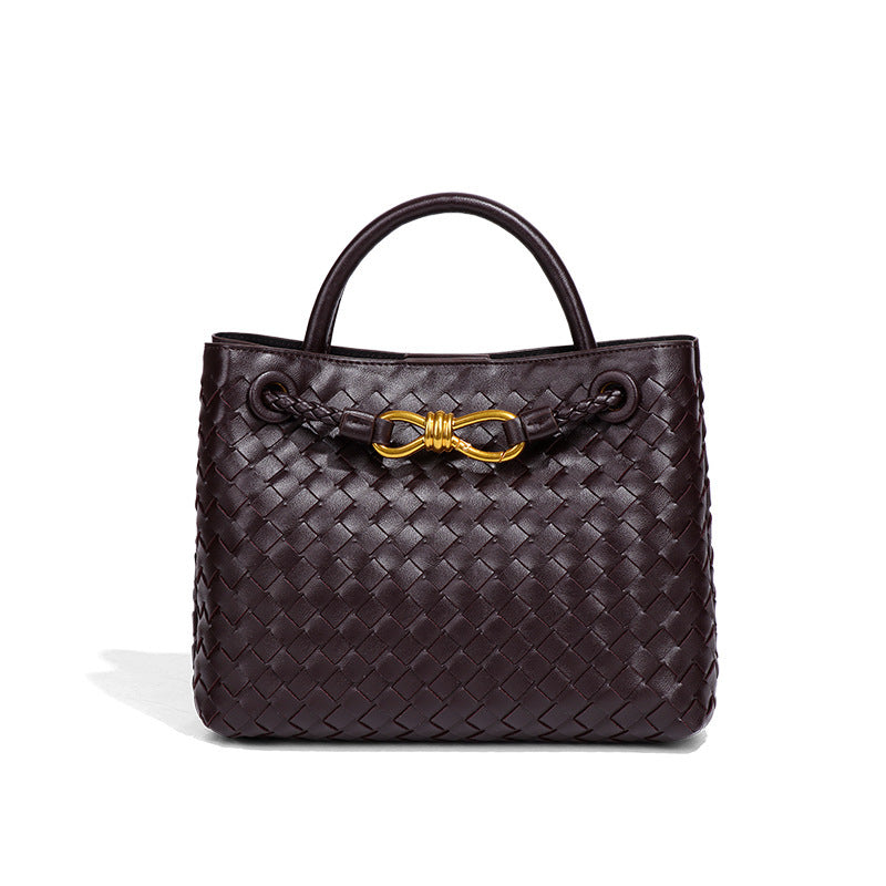 high-quality textured large-capacity handbag, hand-woven bag, personalized simple shoulder messenger women's bag