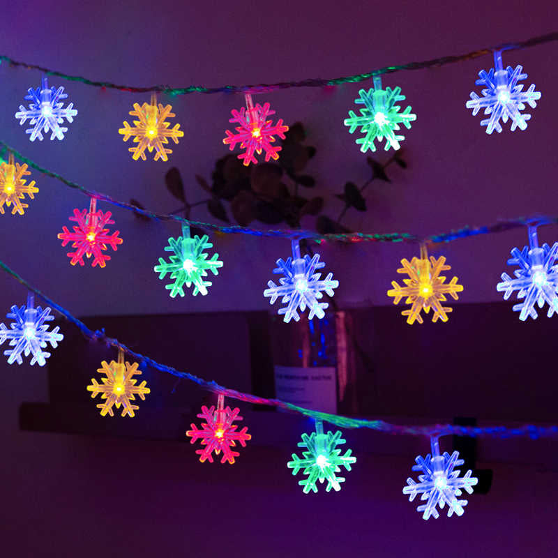 LED snowflake light string Christmas tree decoration small lights Battery box ambient light Christmas day hanging lights ins decorative lights