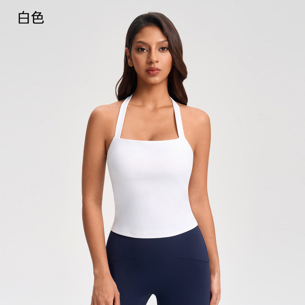 Sexy halter top with built-in bra pads - push-up, running, fitness, yoga tank top - yg-1010
