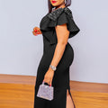 D3182 european and american style women's clothing   summer new fashion beaded ruffle trim formal dress export dress