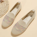 New korean and japanese style women's flyknit flat loafers - cross-border, slip-on, nude work shoes