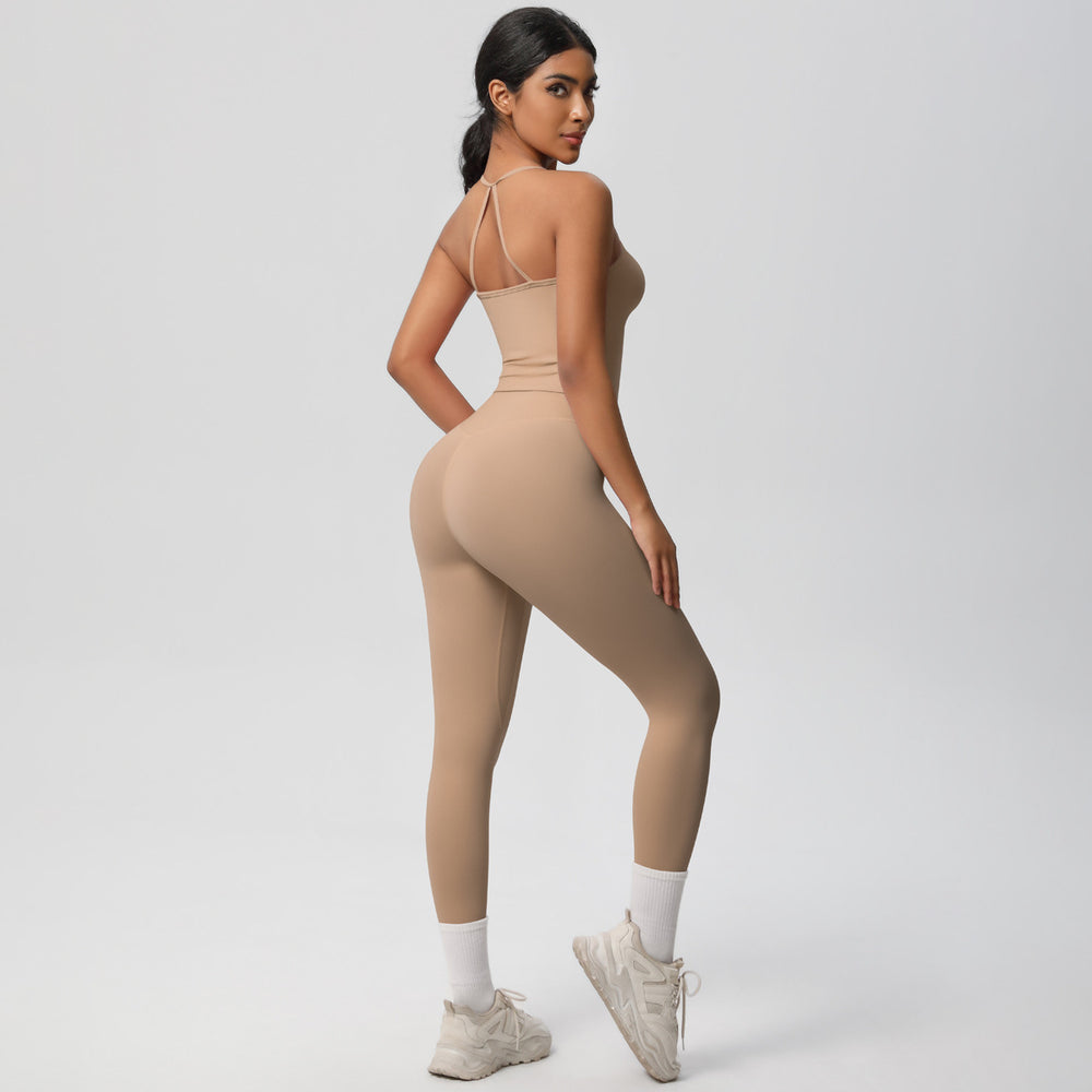 European and american nylon brushed quick-dry yoga outfit sexy backless tight sports bra set outdoor running fitness apparel